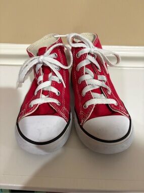 Converse Kids Red Canvas High-Top Sneakers with White Laces